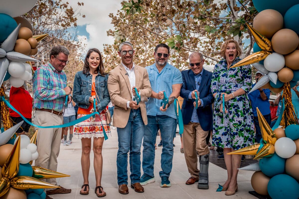 People cutting ribbon for opening day of the Civic Park in San Antonio